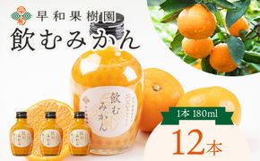 【数量限定 TVで何度も放映！】 飲むみかん 180ml×12本 早和果樹園 ｜ 果汁100％ストレートみかんジュース 和歌山県 有田市 （A613-4）