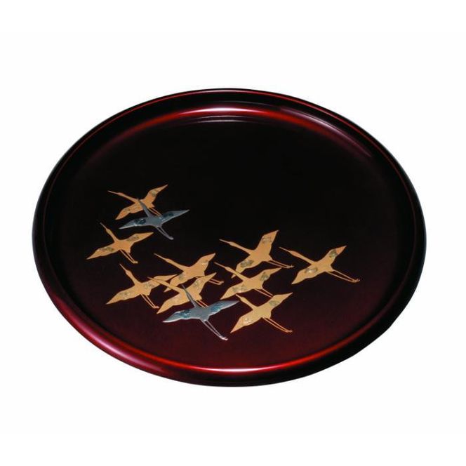 丸盆 30cm 玉虫 千羽鶴 ［YG453］ 303446_CC451