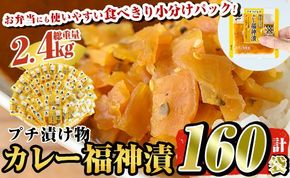 a868 プチつけものカレー福神漬 160P合計2.4kg(15g×40P×4セット) ふくじん漬け 漬物 漬け物 ご飯のお供 おかず おつまみ おにぎり 常温 常温保存 食べきり 小分けパック【九州新進】