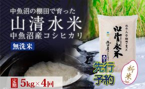 【令和8年産 先行予約】【定期便／全4回】無洗米5kg 新潟県魚沼産コシヒカリ「山清水米」