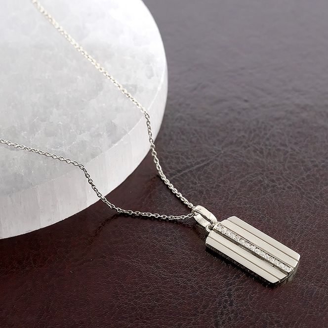 ネックレス メンズ プラチナ プレート ダイヤモンド 0.08ct ペンダントトップ 大ぶり pt900 ダイヤ ストライプ タグペンダント ジュエリー シンプル 大きめ 普段 使い 人気 250520201pm SWAA330