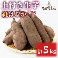 【0073609a】＜訳あり＞自慢の農家×老舗青果店の土付き生芋(紅はるか・5kg) 鹿児島 お芋 サツマイモ 薩摩芋 生芋 焼き芋 おかず スイーツ【有留青果】