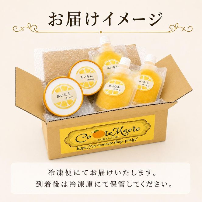 道の駅の「アイスセット」 愛南ゴールド アイス 小パック 2個 ソルベ 3個 河内晩柑 アイスクリーム ジェラート みかん 冷凍 暑い 夏 湯上がり プール 愛南総研 道の駅MIC 愛媛県 愛南町