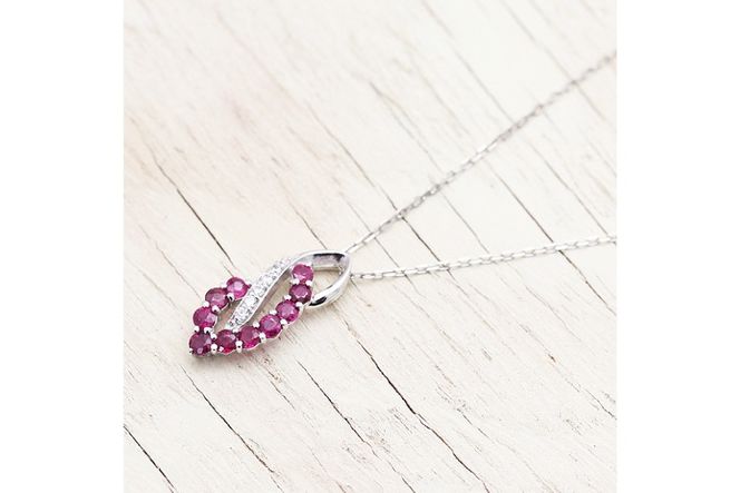 ネックレス プラチナ PT900 ルビー ダイヤモンド 0.05ct