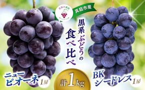 【2026年先行予約】 岡山 花笑み農園の『ニューピオーネ&BKシードレス』1kg(2房) 2026年9月中旬～ 受付順に発送予定 【hana026-02】