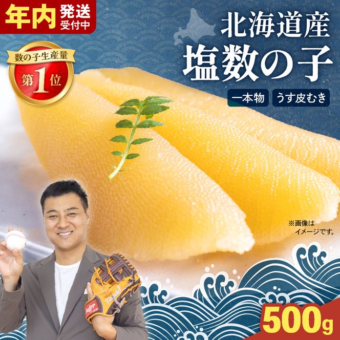 数の子【年内配送】〈12月配送〉北海道産 塩数の子（うす皮むき）500g　1本物 R001-017-m12