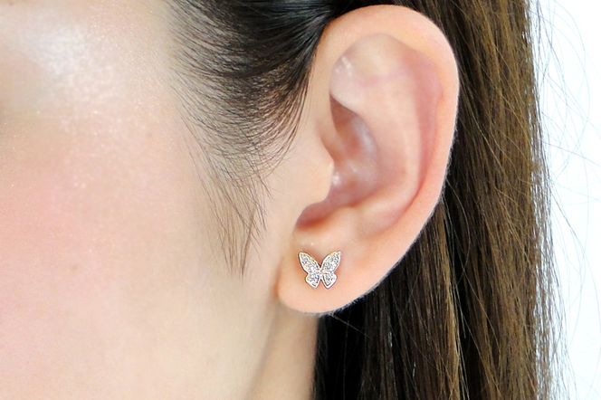 K10YG【0.16ct】バタフライ ダイヤモンド ピアス EmP0049-10Y SWCJ002