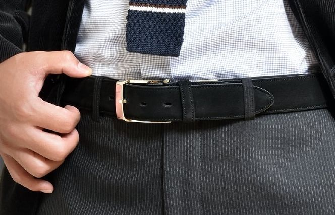 G2825 本革（ヌバック）ベルト35mm幅 ブラック【革ベルト ベルト レザー ビジネス スーツ メンズ 仕事 ファッション 小物 日用品 雑貨】