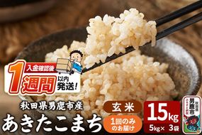 令和7年産 あきたこまち 玄米 15kg（5kg×3袋） 吉運商店 秋田県 男鹿市 お米 お弁当 おにぎり|23_ysu-221501a