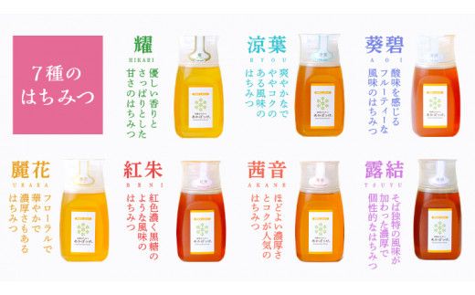 【 数量限定 】田舎はちみつ ボトル 7種 セット [ ピタッとボトルB7 280g ]（ 茨城県共通返礼品： 五霞町 ） 季節で移ろう 生ハチミツ 蜂蜜 非加熱 茨城県産 国産 天然 純粋 贈答用 [EG007us]