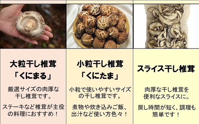 国東産干し椎茸 3種セット 計約245g 大分県 しいたけ 国産 スライス 小粒 大粒 _2655R
