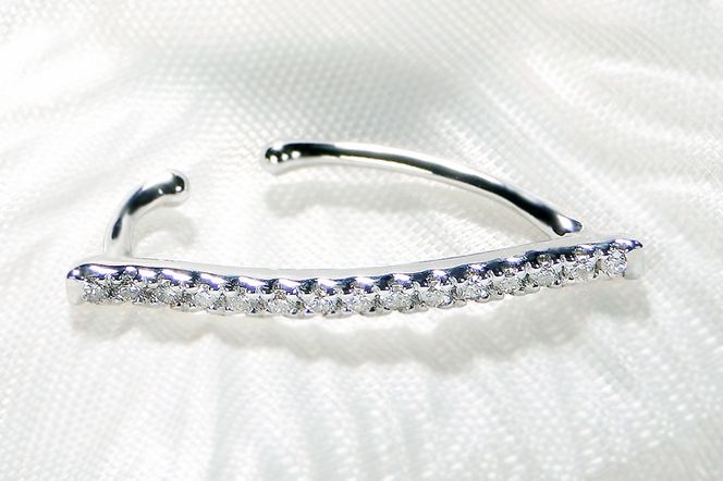 K10WG 0.15ct ダイヤモンド イヤーカフ【片耳用】 EmP0039-10W SWCJ005-wg