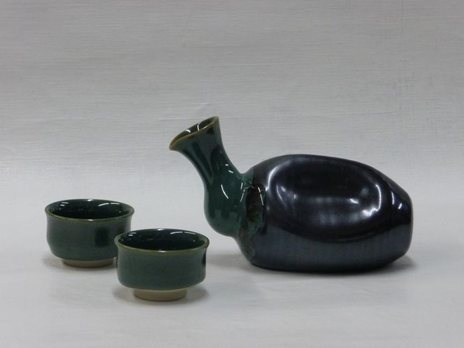 小杉焼栄一窯 鴨徳利 工芸品（陶器）