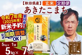 ※令和7年産 新米予約※《定期便7ヶ月》秋田県産 あきたこまち 5kg【玄米】(5kg小分け袋) 2025年産 お届け周期調整可能 隔月に調整OK お米 みそらファーム|msrf-20307