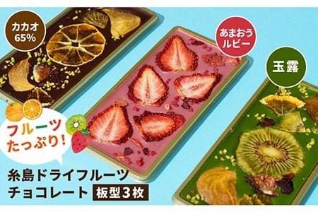 糸島ドライフルーツチョコレート3種 ギフトBOX入り[糸島][itoshimacco[(株)やました]] [ARJ017] チョコレート フルーツ カカオ 玉露 あまおう バレンタイン チョコ ギフト