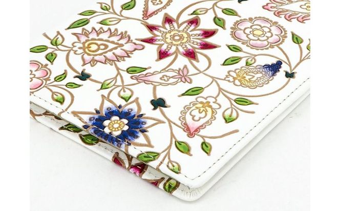 【文庫屋大関】パーソナルホルダー　花更紗【皮革工芸品】 民芸品 雑貨 日用品 ファイル 多用途 牛革 