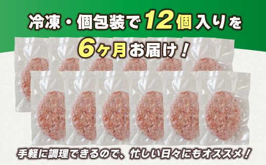 【定期便6ヶ月】淡路島 極味ハンバーグ 150g×12個　　[牛肉100％ 冷凍食品 国産牛 ハンバーグ 化学調味料無添加]