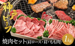 焼肉セット 神戸牛 牛肉 焼肉用 計1kg 肩ロース 500g+肩・もも 500g / 焼き肉 セット 食べ比べ 牛 肉 霜降り 但馬牛 黒毛和牛 和牛 国産牛 焼肉 やきにく アウトドア キャンプ BBQ 太田牧場 太田牛 神戸ビーフ TYYS5 【但馬牛太田家】【2026年4月より順次発送】
