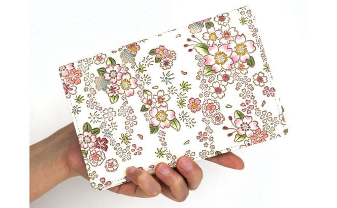 【文庫屋大関】パーソナルホルダー　かすみ桜【皮革工芸品】 民芸品 雑貨 日用品 文房具 革小物 革製品 ファイル ケース 