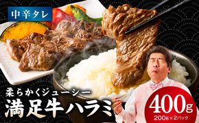 G3447 【満足牛ハラミ】中辛タレ漬け 400g【味付け ハラミ 小分け 焼くだけ 簡単調理 BBQ 牛肉 200g×2P】