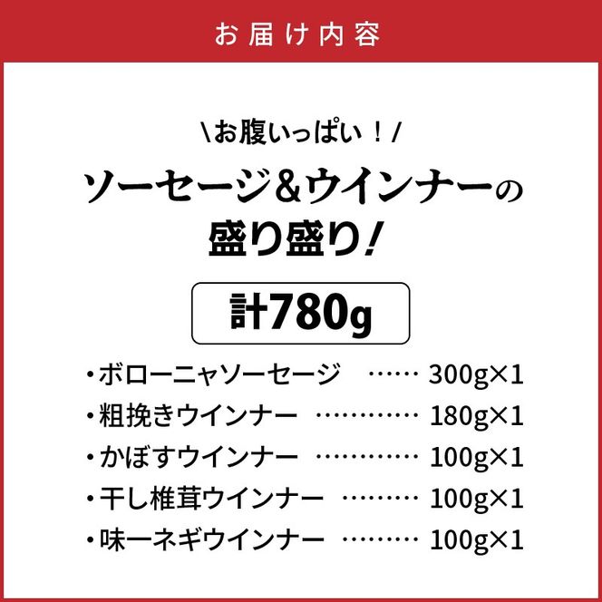 ＼本場ドイツ伝統製法／お腹いっぱいソーセージ＆ウインナー 5種 780g_29199A-1