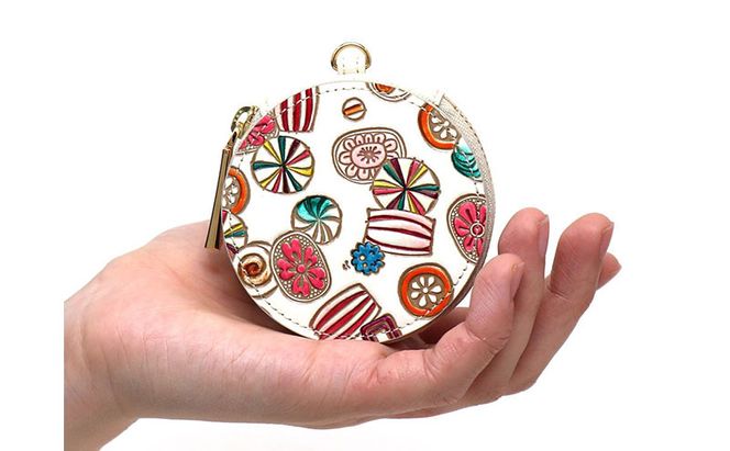 【文庫屋大関】マカロンポーチ 飴【皮革工芸品】 ポーチ ミニポーチ 小物入れ アクセサリー入れ イヤホン入れ 収納 保管ケース 手のひらサイズ  本革 革 皮革 工芸品 工芸 雑貨 ギフト プレゼント 日本製 東京