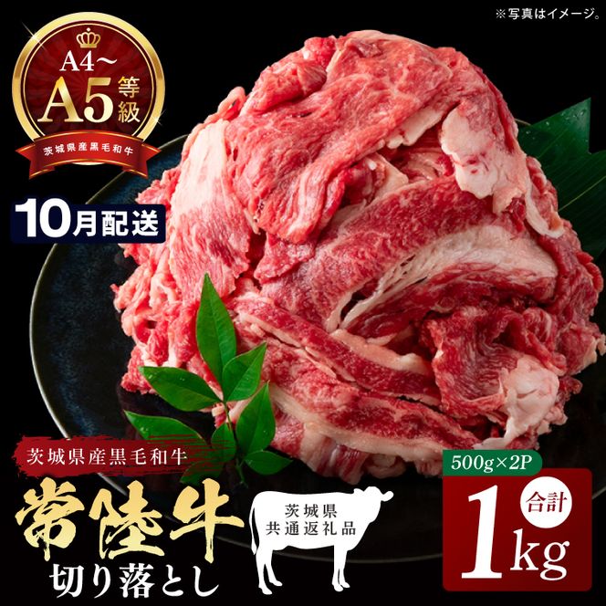 【2026年10月発送予定】最高級A4.A5ランク 常陸牛 切り落し 1kg（約500ｇ×2）【人気肉 お肉 牛肉 和牛 黒毛和牛 国産黒毛和牛 モモ 肩 切り落とし 国産牛 A5 A4 すき焼き 牛丼 ブランド牛】(CR106-10)
