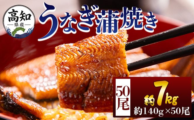 うなぎ 高知県産蒲焼きうなぎ 約１４０ｇ ５０尾 計約７kｇ fb-0184