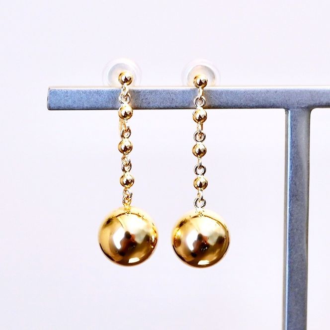 K18(18金) イエローゴールド ボール チェーン イヤリング 地金 中空(直径8mm) 保証書付 M1059ER 242-045