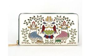 【文庫屋大関】 大容量　ぐるっとファスナーの長財布　ふくろう【皮革工芸品】 ファッション小物 民芸品 