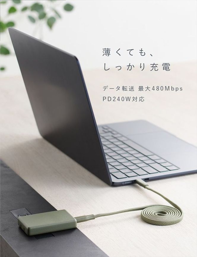 CIO ケーブル Mate Flat Spiral Cable CtoC Type-Cケーブル 充電 iPhone スマートフォン iPad カームブルー｜小型 軽量 おしゃれ 便利 [2660]