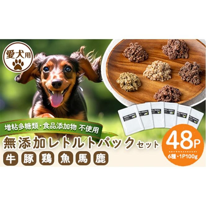 a960 ＜増粘多糖類・食品添加物不使用＞愛犬用無添加レトルトパックセット6種(100g×48パック)【Nフードサービス】鹿児島県産 ペットフード 動物 犬 ドッグ 餌 エサ おやつ ごはん ご飯 間食 ご褒美