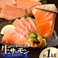 いっちゃんええ【ノンフローズン】生サーモン 全て手作業 約1kg_FJ1001