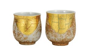 九谷焼　 組湯呑 　金箔彩　a03 