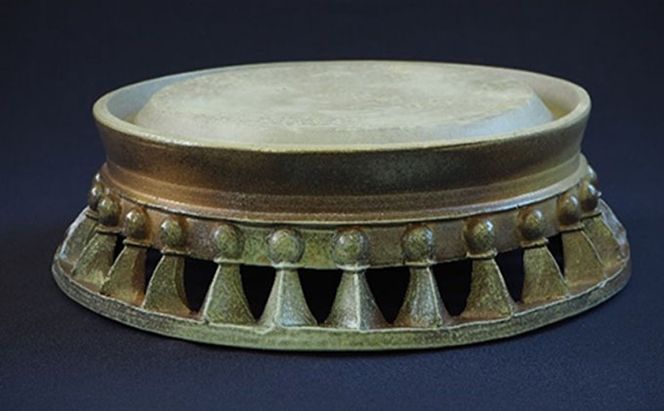 寒風須恵器 蹄脚円面硯（作：末廣 学） 工芸品 インテリア 