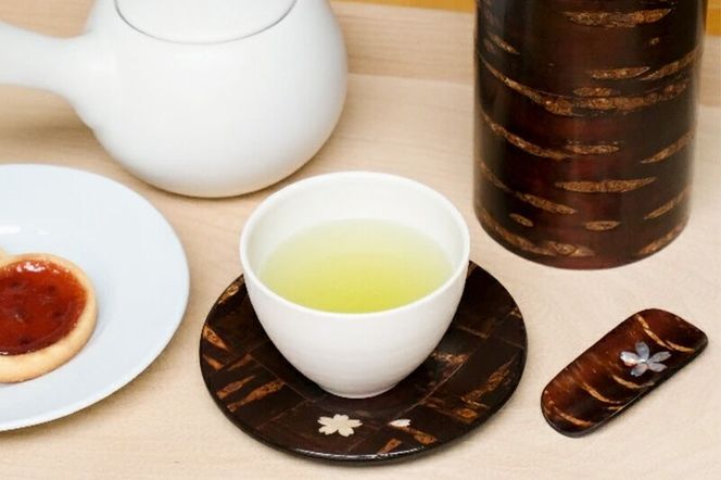 角館樺細工《樺細工 八柳》丸 茶托 市松 ゆうパケット 角館工芸協同組合 [伝統 工芸品 樺細工 秋田県 仙北市 八柳 日用品 雑貨 カトラリー 食器]|02_kdk-990701
