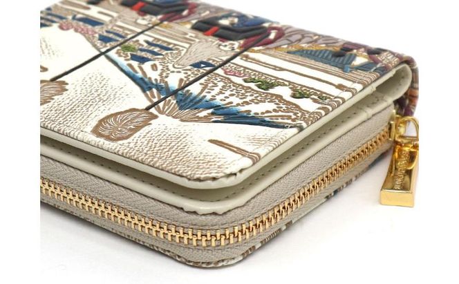 【文庫屋大関】二つ折りファスナーミニ財布 日本橋【皮革工芸品】財布 二つ折り 小物 お札 カード 小銭 コンパクト 牛革 手作り 日本製 墨田区 東京都