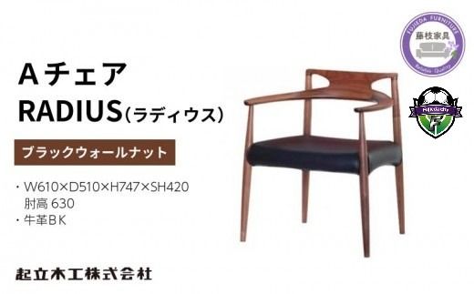 先行予約：2027年2月より順次発送 ダイニング チェア RADIUS ラディウス ウォールナット材 ブラック 牛革 天然無垢 起立木工 藤枝家具 キッチン日用品 木材 木工 おしゃれ 家具 雑貨 インテリア 椅子 イス 静岡県 藤枝市