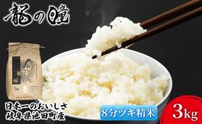 米 3kg 龍の瞳 池田町産 日本人が最も好む希少米 大粒 栄養価の高い 8分づき 分つき精米 お米 おこめ こめ コメ ごはん ご飯 低農薬栽培 岐阜県 