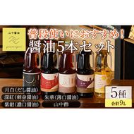 【0204909a】家庭の味を守る普段使いにおすすめの醤油(5種・計9L) しょうゆ しょう油 調味料 常温保存 保存 出汁 だし 刺身醤油 薄口醤油 濃口醤油 酢 【山中醤油】