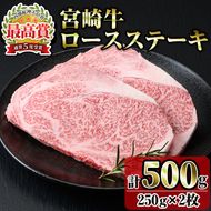 宮崎牛ロースステーキ(計500g・250g×2)お肉 牛肉 黒毛和牛 ブランド和牛 冷凍 国産 焼肉 BBQ【R-33】【ミヤチク】