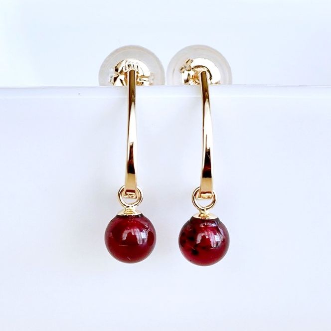 【ジュエリー】K10 イエローゴールド  ガーネット 揺れる ピアス 保証書付 SR-2222 242-002-a