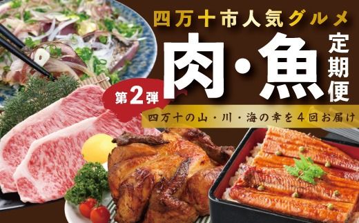 4ヵ月連続 定期便 四万十市 人気 魚介 & お肉 返礼品 第2弾 冷凍 4回 うなぎ 鰻 蒲焼 かつお 鰹 たたき 黒毛和牛 牛肉 肉 サーロイン ステーキ 特選 贅沢 グルメ ごちそう 高知 四万十 しまんと 鶏肉 チキン