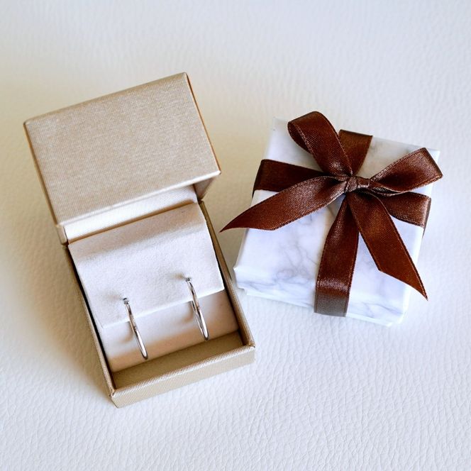 K14WG ホワイトゴールド 地金 パイプ フープ 定番 ピアス（直径20mm) 保証書付 KO-0079 SWAD106