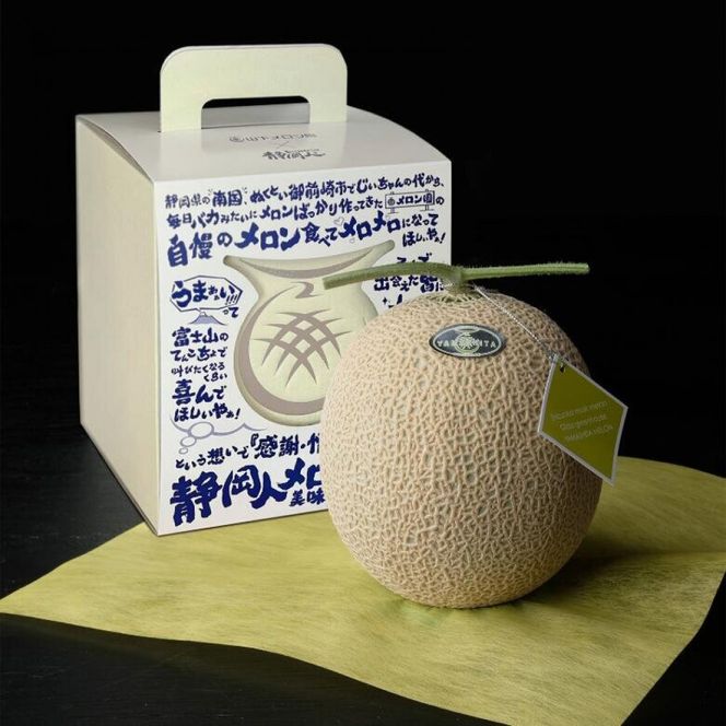【限定企画商品】静岡人 × 山下メロンの最高級のマスクメロン 1玉 Ｌ玉1.6kg～1.7kg  静岡温室メロン「バカうまいメロン」「自慢のメロンを届けたい！！」　高級果実店に仕入れるほどの自信のあるメロン  ギフト  メロン めろん 箱詰め フルーツ 果物  産地直送 甘いメロン 糖度   青肉 222232_AY006