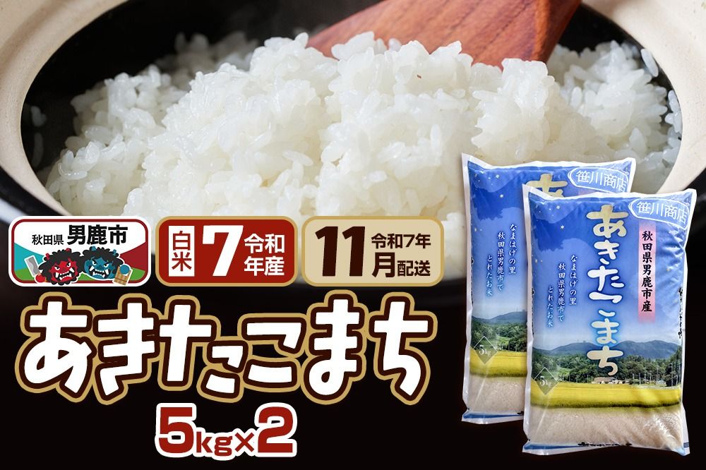 [先行受付・R7年11月お届け分]あきたこまち 精米 10kg(5kg×2袋) なまはげの里 秋田県男鹿市産 笹川商店 白米|23_ssg-011001a