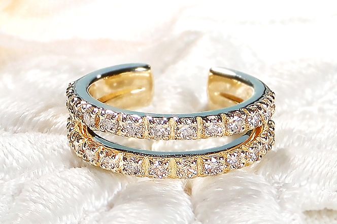 K18YG ダイヤモンド 2連 イヤーカフ【片耳用】【0.26ct】 EmP0074-18Y SWCJ001-yg