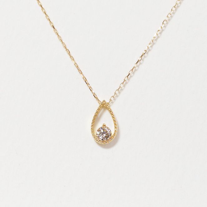 K18 0.10ct しずく一粒ダイヤモンドペンダント　BQ-220
