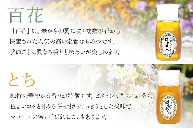 はちみつ 百花 とち 各300g 計2本 使いやすいプラ容器入り 非加熱生はちみつ 純粋生はちみつ 食べ比べ 368