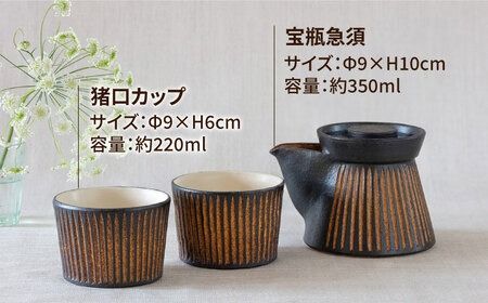鉄釉 宝瓶急須と猪口カップ 2個セット 糸島市 / 醇窯 セット カップ [AOE010] 醇窯 高須健太郎 陶器 うつわ 器 やきもの 食器 セット
